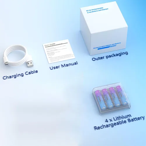 Vista 7 de Pallus Pilas de litio recargables AAA, paquete de 4 baterías triple A de 1100 mWh, baterías de litio AAA recargables de larga duración, alta