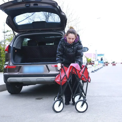 Vista 7 de Carro plegable plegable, carrito de alta resistencia con ruedas para comestibles, carrito de comestibles utilitario para camping, compras, deportes