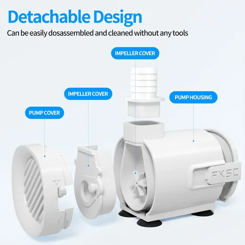 Vista 8 de Bomba de agua sumergible de 50 GPH - Bomba de fuente para acuario y pecera Mini, control de flujo ajustable, entrada lateral/inferior de doble Blanco