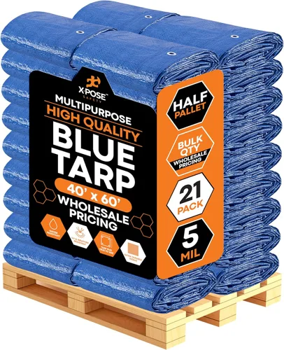 Vista 28 de Xpose Safety - Lona de polietileno ligera azul – Funda protectora multiusos, paño de goteo – duradero, impermeable, resistente a la intemperie