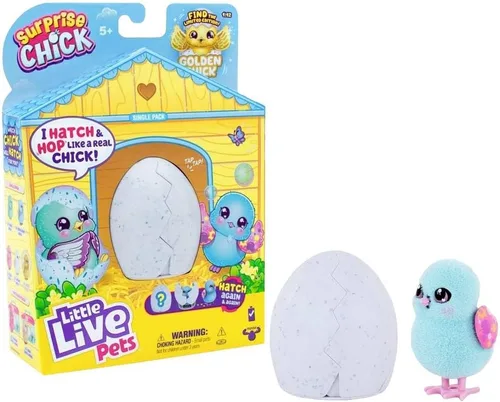 Little Live Pets - Pollito sorpresa; lindo juguete interactivo y coleccionable que gorjea y pulsa; sale del huevo y salta - Huevo azul