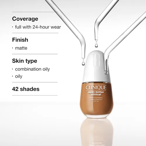 Vista 6 de Clinique Even Better Clinical Serum Full Coverage Hydrating Foundation Broad Spectrum SPF 25 With Vitamin C, Salicylic Acid + Hyaluronic Acid For