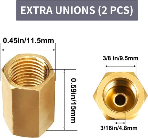 Vista 3 de MuHize Líneas de freno a prueba de óxido de 10" - 3/16" tubo de acero inoxidable resistente con abocinados dobles de precisión y 2 uniones Ajuste