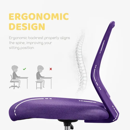 Vista 15 de Yaheetech Linda silla de escritorio para niños, silla de computadora pequeña sin brazos con soporte lumbar para adolescentes, respaldo bajo, Verde