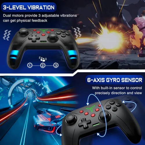 Vista 6 de Wireless Switch Controller for Nintendo SwitchLiteOLED Controller, Switch Controller with a Mouse Touch Feeling on Back Buttons, Extra Switch Pro