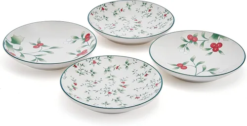 Vista 2 de Pfaltzgraff Winterberry Holiday - Juego de 4 platos surtidos para aperitivos, 6 pulgadas, multicolor