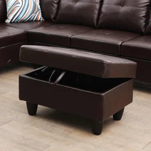 Vista 9 de Juego de sofá seccional para muebles de sala de estar, sofá en forma de L de 97 pulgadas con diván y otomana con almacenamiento para muebles