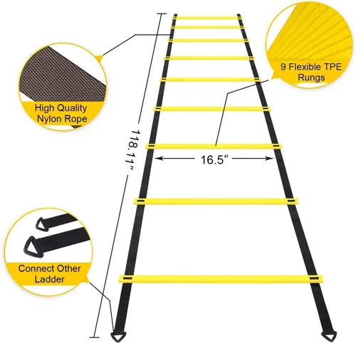 Vista 6 de AIIAJJE Agility Ladder Agility Training Ladder Speed 12 Rung 20ft with Carrying Bag