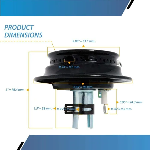 Vista 4 de Conjunto de quemador de gas para Whirlpool, Maytag, Magic Chef Sustituye 74003963 12500050 3412D024-09 ((4) Piezas)