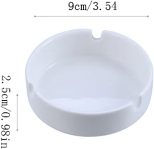 Vista 2 de Ceniceros redondos de cerámica Cenicero de bar de hotel comercial Cenicero blanco simple Cenicero blanco para el hogar, dormitorio, sala de estar