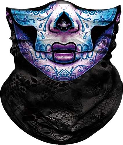 Vista 23 de Obacle Máscara facial de calavera para mujer, protección contra el polvo, viento, sol, rave, festival, equitación