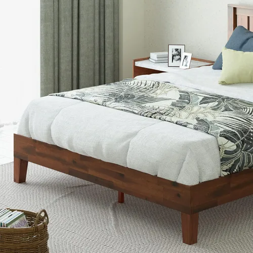 Vista 7 de Cama plataforma de madera sólida de lujo Zinus 12 pulgadas con cabecero de cama/no necesita resortes/soporte de madera con listón/acabado expreso