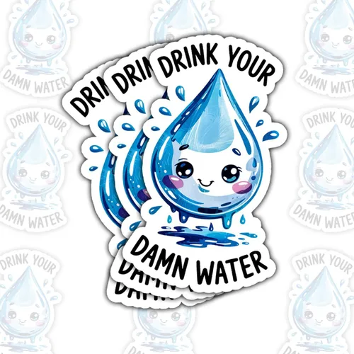(3 piezas) Drink Your Damn Water Sticker – Calcomanía de vinilo con cita motivacional impermeable para laptop, botella de agua, vaso, automóvil,