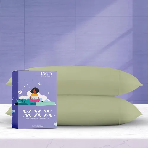 Vista 30 de XOOX Linen Juego de 2 fundas de almohada 100% de algodón egipcio, tamaño estándar/Queen, lujosas fundas de almohada de 1500 hilos color blanco
