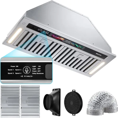 Vista 9 de BRANO Campana de Ventilación de Inserción de 30 Pulgadas, 900 CFM Control Inteligente por Voz/Gesto/Tacto, Ventilador de Escape de 4 Velocidades