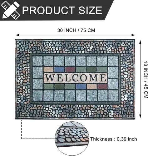 Vista 3 de CHICHIC Tapete de entrada rectangular para puerta grande de 18 x 30 pulgadas, tapete de entrada para áreas de alto tráfico, tapete para puerta