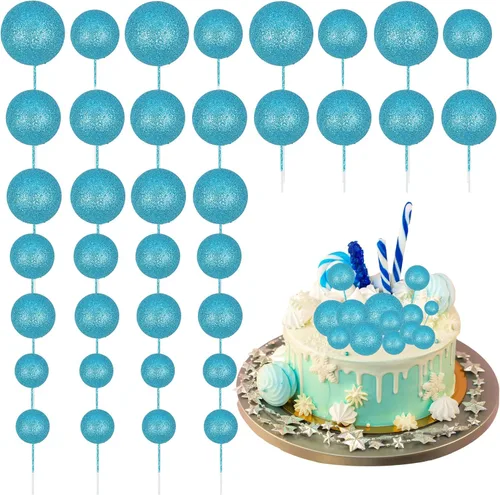 Vista 29 de 30 piezas de bolas de purpurina para tarta, mini globos, decoración de tarta, bolas de espuma, decoración de tarta de bricolaje, bolas de pastel