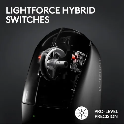 Vista 3 de Logitech G PRO X Superlight 2 Lightspeed - Mouse inalámbrico para juegos, 8K Polling, liviano, interruptores LIGHTFORCE híbridos, sensor Hero 2, 888