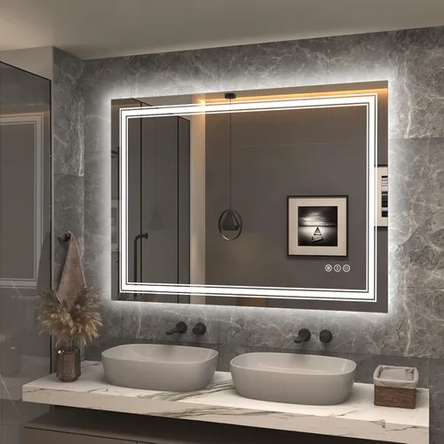 Vista 20 de Espejo de baño LED de 20x28 pulgadas, espejo de tocador con luces, espejo retroiluminado y con luz frontal para la pared, regulable, antivaho, a
