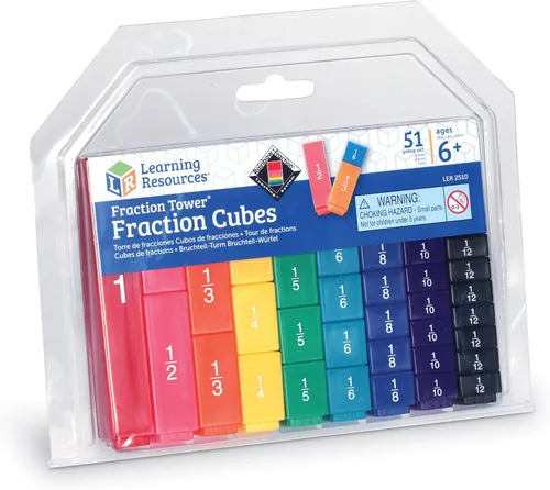 Vista 7 de Learning Resources Fraction Tower Fraction Cubes, bloques para niños, juego de 51 piezas, a partir de 6 años