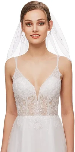 Vista 4 de Velo de novia para mujer con tul de diamantes de imitación para despedida de soltera, 15.0in