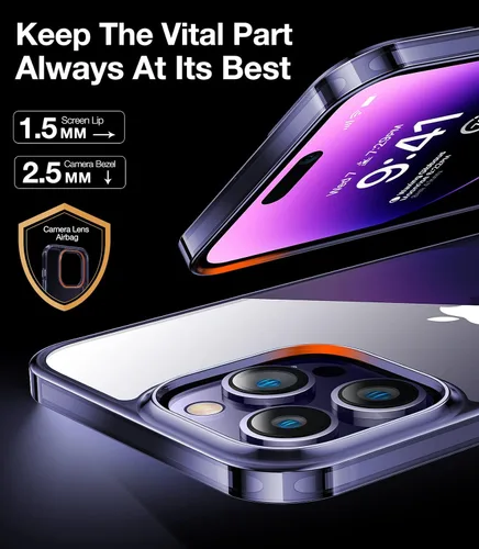 Vista 3 de TORRAS Diamond Clear - Funda diseñada para iPhone 14 Pro Max tecnología antiamarilleamiento protección resistente Funda para iPhone 14 Pro Max