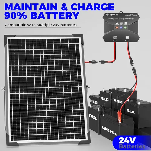 Vista 5 de Voltset - Kit de panel solar de 30 W 24 V, mantenedor de batería solar con controlador de carga MPPT soporte ajustable, cargador de batería solar