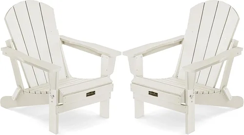 Vista 28 de SERWALL Silla Adirondack plegable resistente a la intemperie, sillas de patio al aire libre, sillas Adirondack pintadas, juego de 2, color azul Aruba
