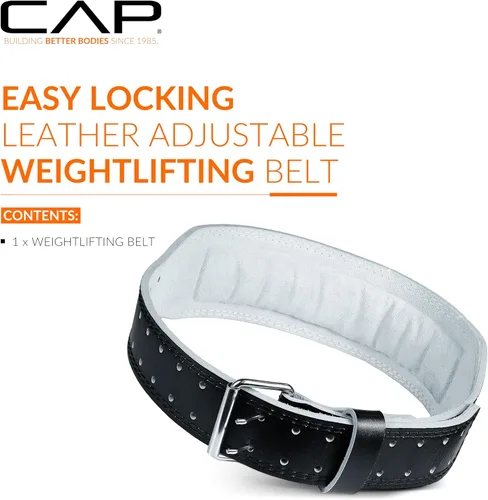 Vista 2 de CAP Barbell Premium Leather Weightlifting Belt – Heavy-Duty Support for Squats, Deadlifts, and Core Stability