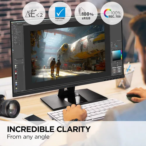 Vista 4 de ViewSonic VP2456A Monitor IPS de 24 pulgadas 1080p con ergonomía avanzada, ColorPro 100% sRGB Rec 709, validado Pantone, LUT 3D de 14 bits, 120Hz