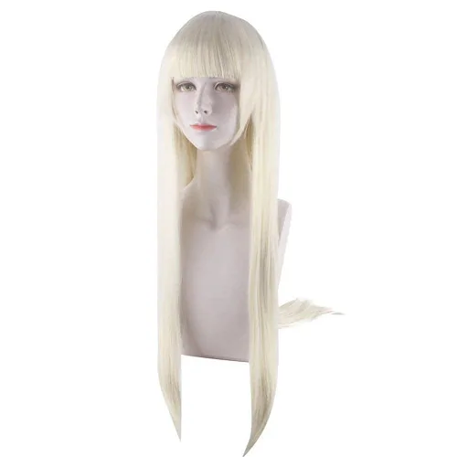 Vista 3 de LCNING Pelucas de cosplay de anime Kakegurui Yomoduki Runa, peluca rubia de leche, pelucas de fiesta y gorro de peluca