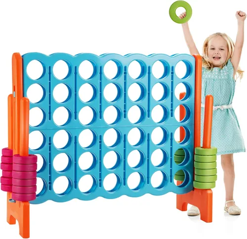 Costzon Giant 4 en una fila, Juego de mesa Jumbo de 4 a puntuación para niños y adultos, juego de conexión de patio interior y exterior, 1.07 m de