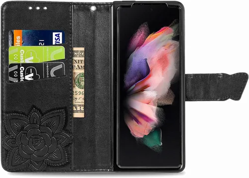 Vista 3 de Wallet Case for Samsung Galaxy Z Fold 5 Case Crystal Glitter Bling with Card Holder Stand Leather Flip Phone Case Diamond Butterfly Protective Case