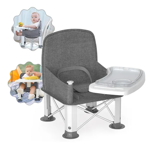 Vista 10 de BabyBond - Asiento elevador de viaje para bebé con doble bandeja, silla de bebé portátil mejorada para niños pequeños, asiento elevador para mesa
