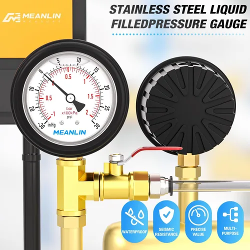 Vista 127 de MEANLIN MEASURE - Vacuómetro de presión de vacío de acero inoxidable, esfera con cara de 2.5 pulgadas, NPT de 1/8 de pulgada, montaje trasero