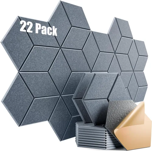 Vista 173 de Paquete de 12 paneles acústicos autoadhesivos de 12 x 10 x 0.4 pulgadas, paneles de espuma a prueba de sonido con alta densidad, diseño forrado