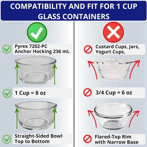 Vista 5 de 1, 2, 4 y 7 tazas redondas azules y 3, 6, 11 tazas rectangulares azules de repuesto para cuencos de almacenamiento Pyrex, Anchor Hocking