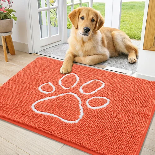 Vista 163 de Smiry Tapete para puerta de perro para patas fangosas, absorbente que atrapa la suciedad, antideslizante, de secado rápido, lavable, tapete