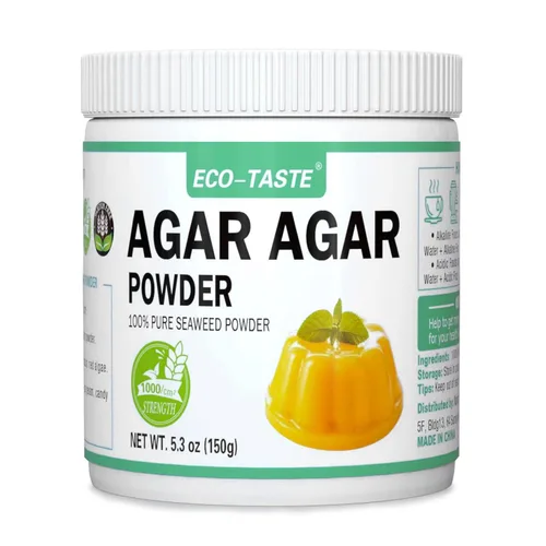 Agar Agar Polvo 1000 Fuerza, 100% Algas Marinas Naturales, Sustituto de Gelatina Vegana, Sin Gluten, Sin OGM, A base de Plantas, Sin Sabor, 5.3 oz