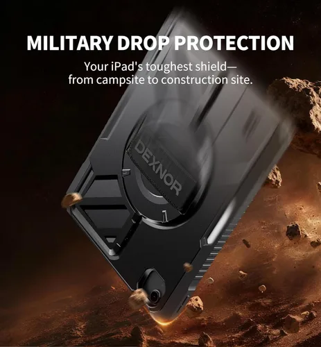 Vista 5 de Dexnor Funda para iPad Air de 11 pulgadas M3/M2, iPad Air de 5ª/4ª generación de 10.9 pulgadas Funda Resistente con correa de mano giratoria