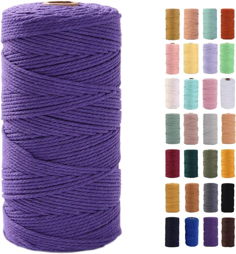 Vista 17 de Cuerda de macramé azul aire de 0.079 in x 220 yardas, cuerda de algodón colorido de algodón suave para colgar en la pared, colgadores de plantas