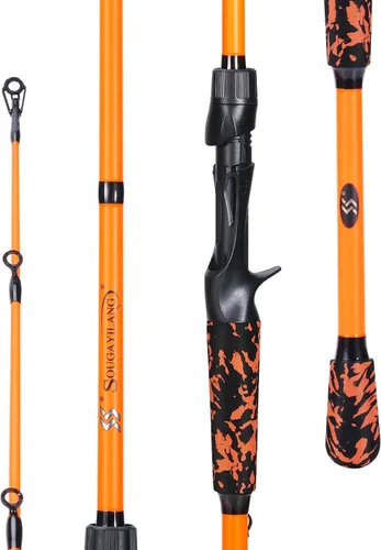 Vista 11 de Sougayilang Cañas de pescar, IM7 grafito en blanco de fundición y cañas giratorias, caña de 2 piezas con gancho estilo "S" y mango de EVA