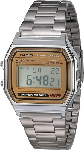 Casio Serie A158WA | Reloj digital unisex | Vintage | WR | Cronómetro 100 SEC | Alarma diaria | Mantenimiento de tiempo regular: hora, minuto,