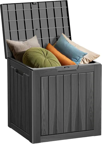 Caja de almacenamiento para exteriores de 35 galones, caja de resina impermeable y con cierre para terraza, grande, contenedor de almacenamiento
