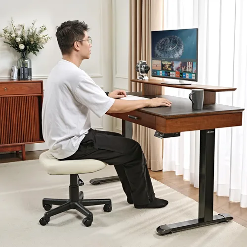 Vista 8 de EUREKA ERGONOMIC Taburete Multiuso para Pies, Taburete Reposapiés Ajustable en Altura con Ruedas, Silla Rodante con Reposapiernas Giratorio 360°