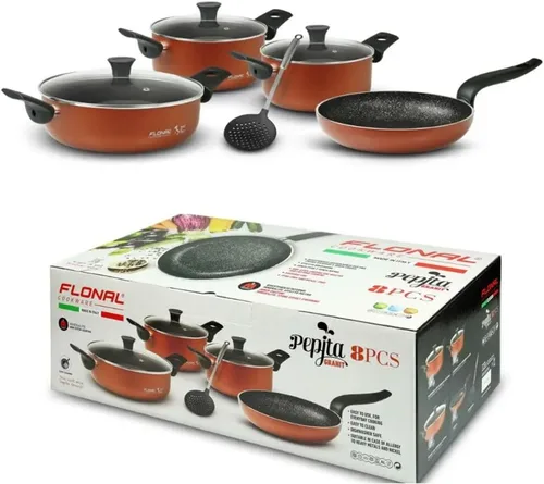 Vista 7 de Flonal Pepita Red Bronze - Juego de utensilios de cocina antiadherentes de aluminio forjado (8 piezas)