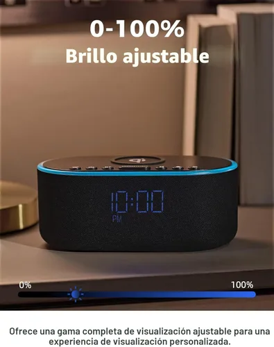 Vista 6 de Odokee Reloj despertador con radio de carga inalámbrica: Cargador inalámbrico rápido certificado Qi para iPhone Samsung - Altavoz Bluetooth estéreo