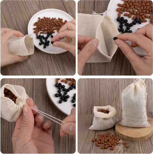 Vista 3 de AUEAR, Bolsas de sopa de algodón reutilizables con cordón para café, medicina china, bolsa de té, colar hierbas, estopilla, caldo de huesos, 4"x6