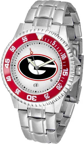 Vista 47 de SunTime Reloj de cuarzo de 1.575 in para hombre, correa de acero inoxidable de 0.787 in, esfera Gameday