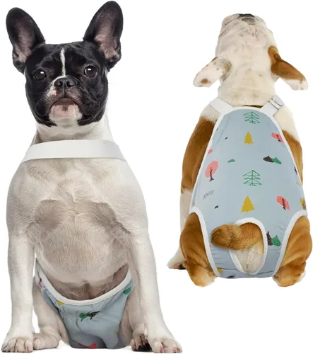 Vista 8 de QBLEEV Pañales para perras, bragas sanitarias lavables con tirantes ajustables, pañales reutilizables para perros machos y hembras en celo, bragas